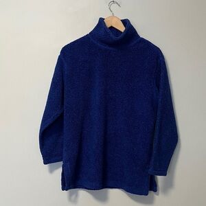 Valerie Stevens Petites Sport Cozy Blue Turtleneck Fleece Sweater Made in USA